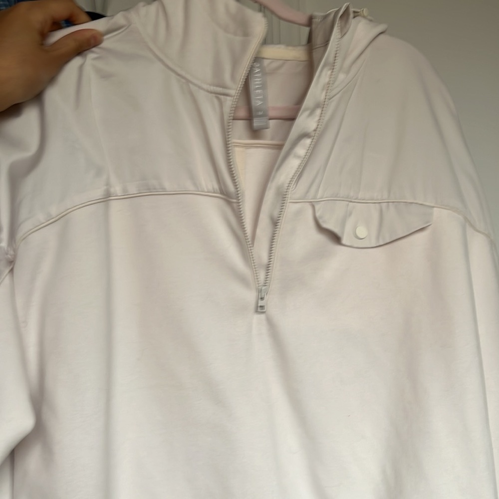 Athleta white cream jacket size medium soft jacket with pockets - Picture 14 of 14